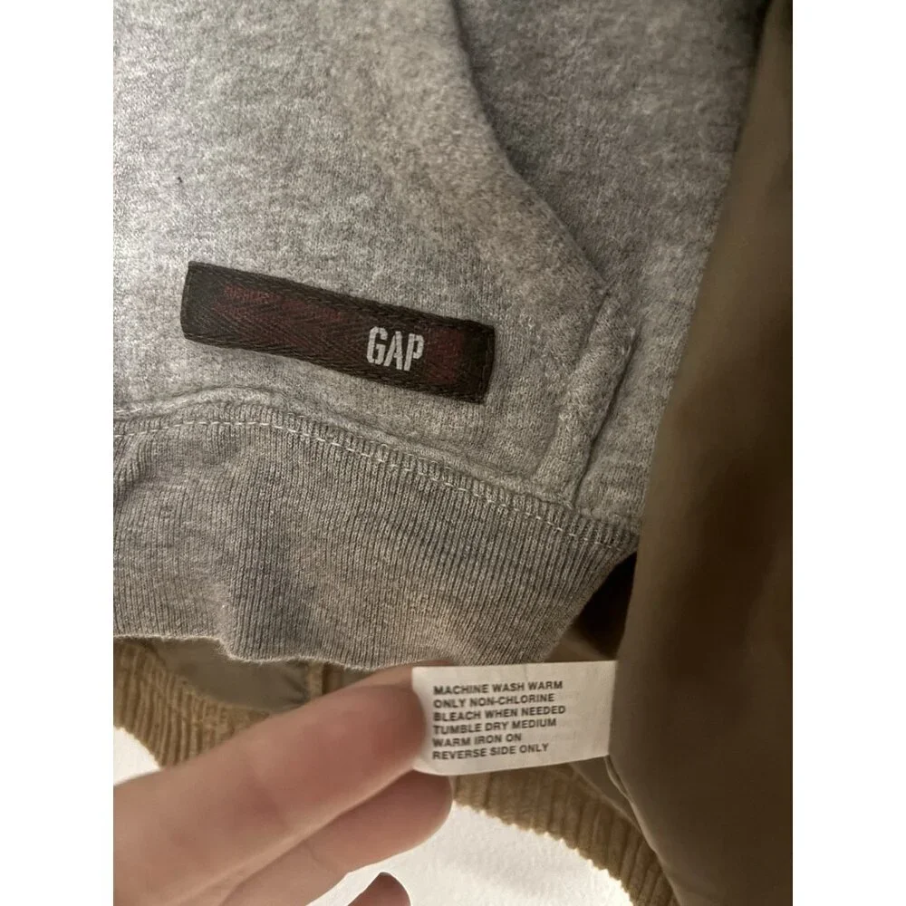 GAP Zip & Button Long Sleeve Brown Corduroy‎ Hooded Jacket Toddler 12/18 Months